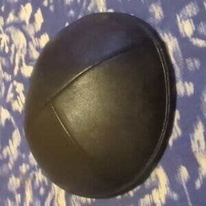 17cm Leather Black Yarlmuka For Temple, Synagogue And Jewish Religious Services